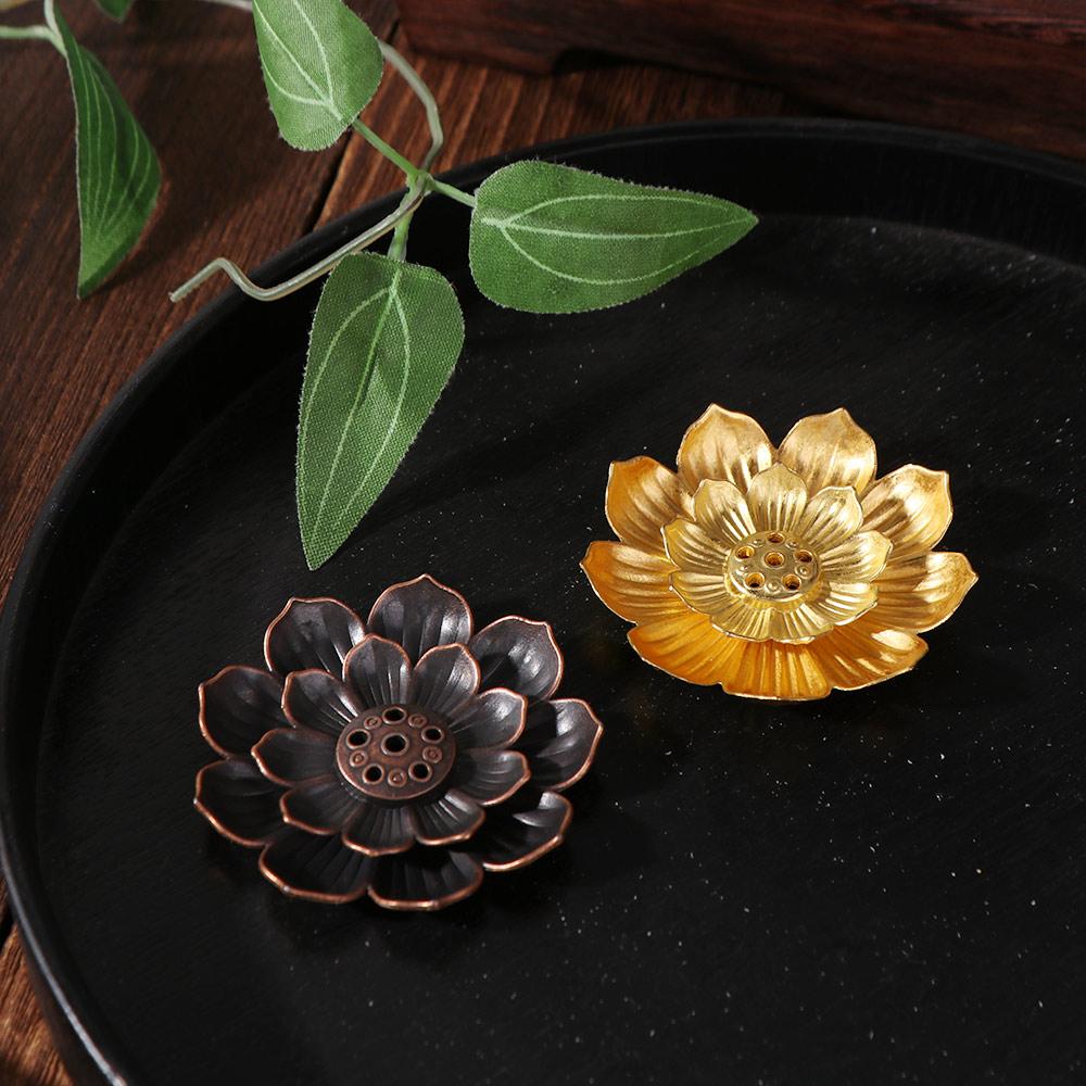 Lotus Design Incense Burner 2/3 Layer 6 Holes Incense Stick Holder Vintage Detachable Ash Catcher Lotus Aromatherapy Stand