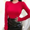 Women's New Door Sexy and Slightly Transparent Tight Slim Base Shirt Round Neck Long Sleeve T-shirt Top Women's Clothing