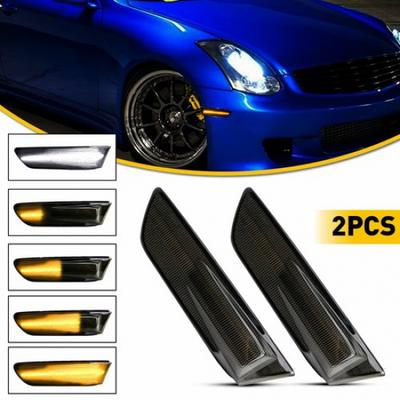 2pc LED Front Smoked Bumper Side Marker Lights Fit Infiniti 2003-07 G35 Coupe 2D