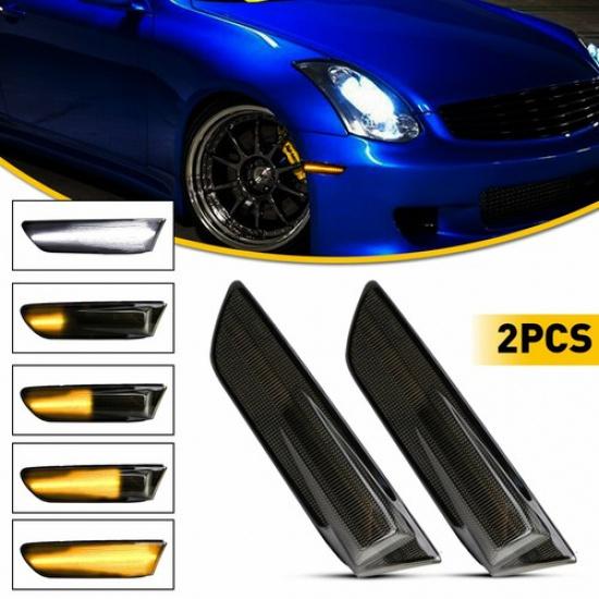 For Infiniti G35 Coupe 03-07 Sequential Switchback LED Side Marker Signal Lights