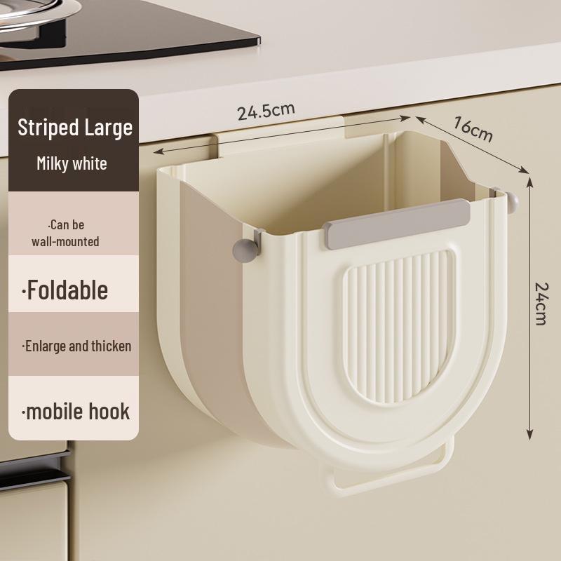 Folding Wall-Mounted Kitchen Trash Can - Large Capacity, Cabinet Door Hanging Waste Basket for Creative Waste Classification