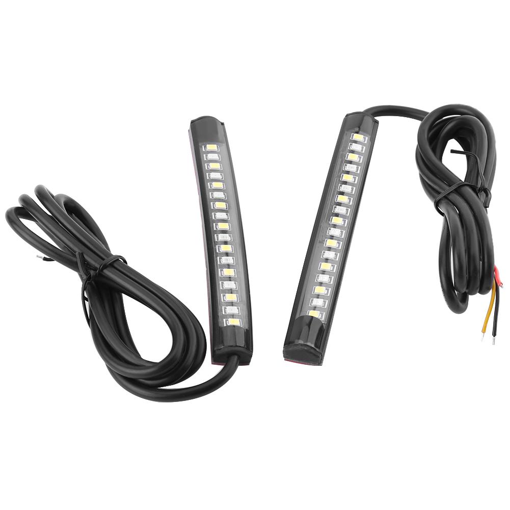 1 Pair Motorcycle Car Flexible 17 SMD LED Tail Light Strip Brake Stop Turn Signal Indicator