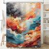 Modern Art Print Shower Curtain Vibrant Colors Fluid Design for Bathroom Decorations.