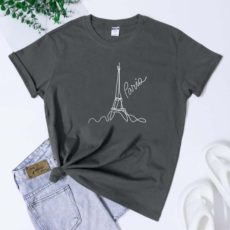 Minimalist Eiffel Tower Art Line TShirt Fashion Girls Trip Vacation Tops Tees Casual Unisex Cest La Vie Paris Travel Tshirt