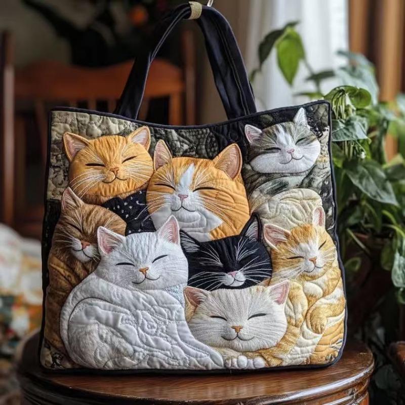 3D New Women's Cat Print Handbag Shoulder Bag Canvas Bag