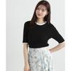 Proportion Body Dressing Collared Short Sleeve Ribbed Knit Black Women's 2-Way Sweater,
