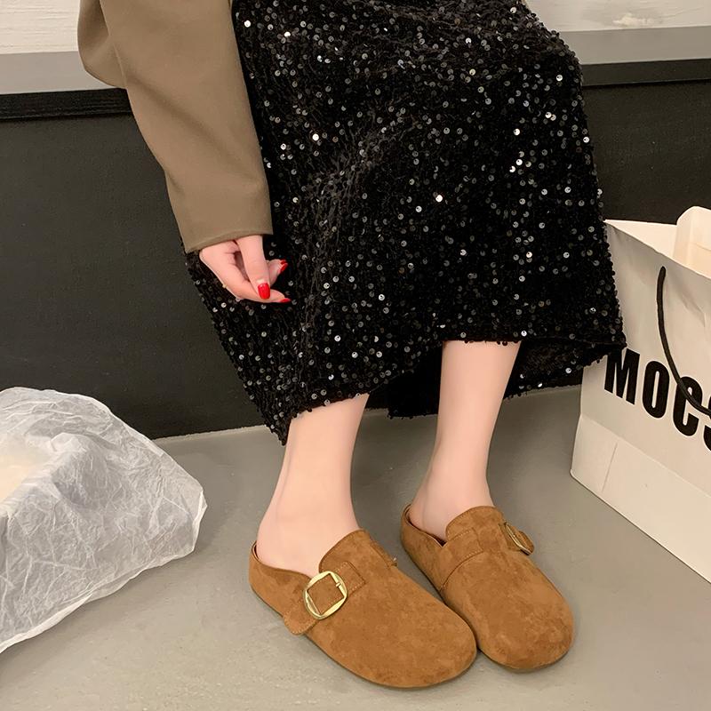 Fashion Shoes Woman 2025 House Slippers Platform Cover Toe Loafers Pantofle New Spring Retro Slides Shoes Woman 2025 Loafers Cover Toe F