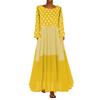 Women Vintage  Wave Point Print Dress Long Sleeves  Maxi Dress