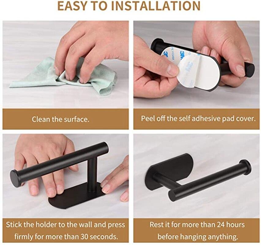 Adhesive Toilet Paper Roll Holder 304 Stainless Steel Wall Mounted Tissue Towel Bath Ball Holder Rack for Kitchen Bathroom