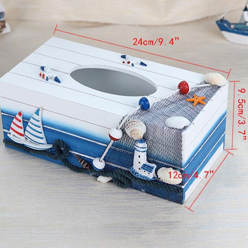 Mediterranean Modern Wooden Napkin Box Creative Sailing Box Figurine Home Decor Home Decor Home Furniture | Napkin Box
