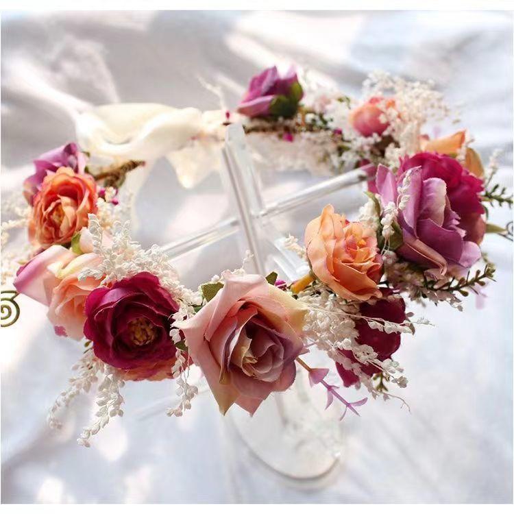 New bridal wreath travel holiday rose dried flowers forest fairy beauty simulation flower studio photography versatile temperament