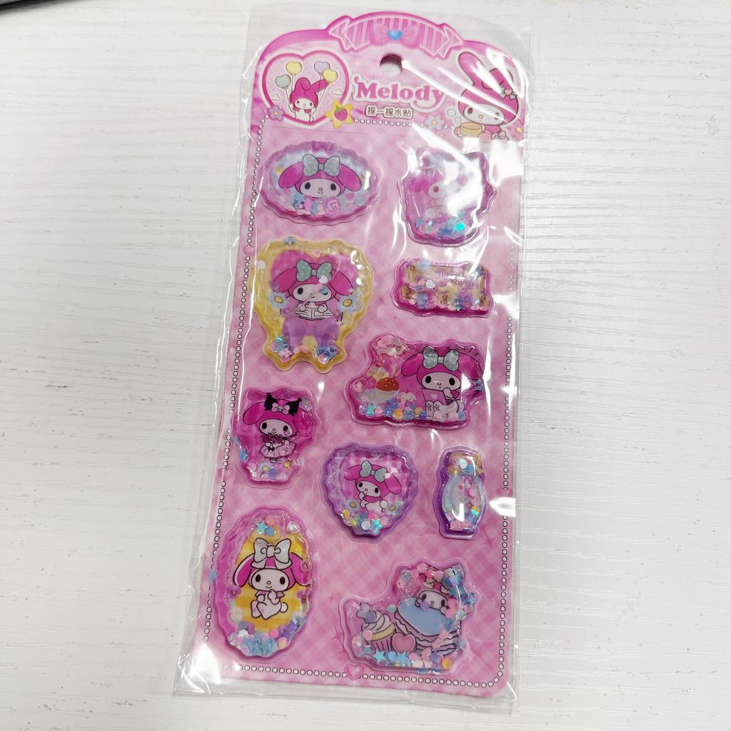 6Sheets DIY Sanrio 3D Shake Sticker Cute Anime Kawaii Notebook Album Diary Handbook Decorationfor Student Stationery Kids Toy