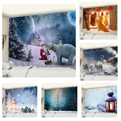 Christmas Snow Animal Tapestry Wall Hanging Hippie Tapiz Tarot Card Witchcraft Dormitory Living Room Home Decor