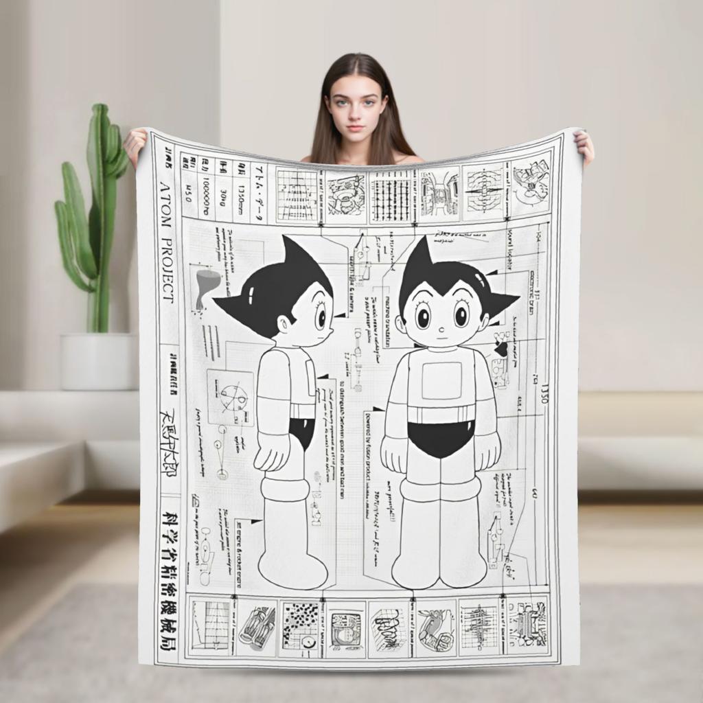 Astro Boy Bauplan Strickdecke Astroboy Anime Fleece Überwurfdecke Sommer Klimaanlage Bedruckt Weich Warm Bettüberwürfe,