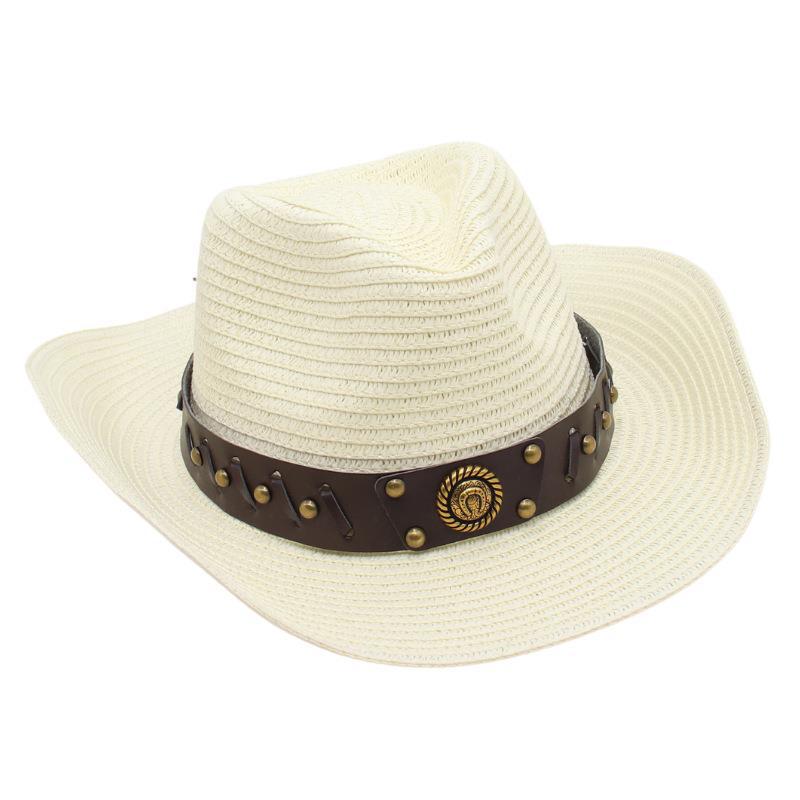 Flat Top Beach Hat Seaside Sun Hat Dome Vacation Rough Rim Panama Lafite Straw Hat