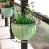 Hanging Railing Planter Holder Holder, Stainless Steel Flowerpot Hanger with Detachable Outdoor Garden Organizer Hook, Round Plant Pot for Balcony