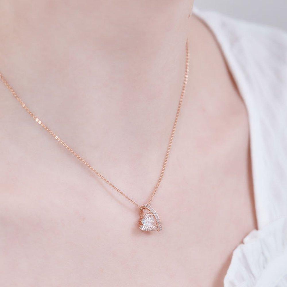 Double Heart Cubic Necklace Elbrnn235