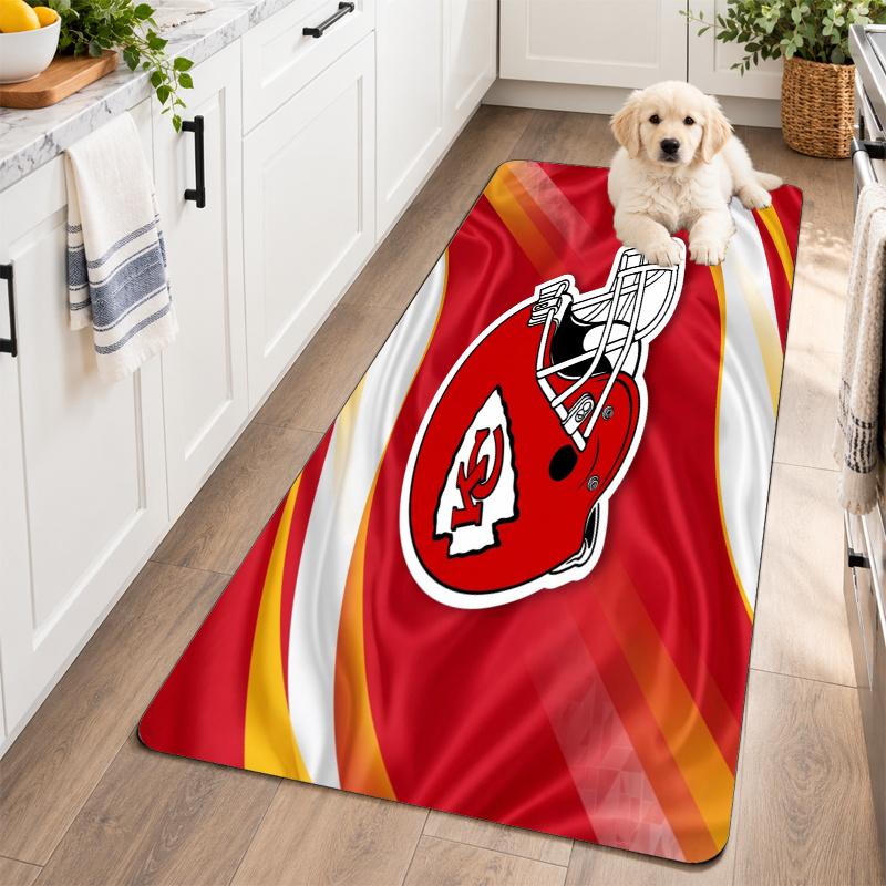 Flannel Kitchen Mat Kansas City Chiefs Soft Area Rug Non Slip Floor Carpet Home Decoration