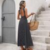 Strappy Backless Long Dress, New Summer Elegant Polka Dot Sleeveless Dress for Women