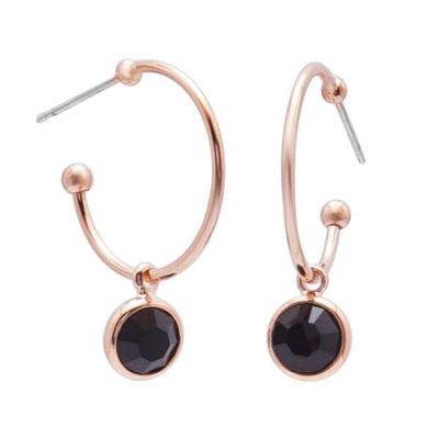 E377 Austrian Crystal Rose Gold Earrings - Jet Black