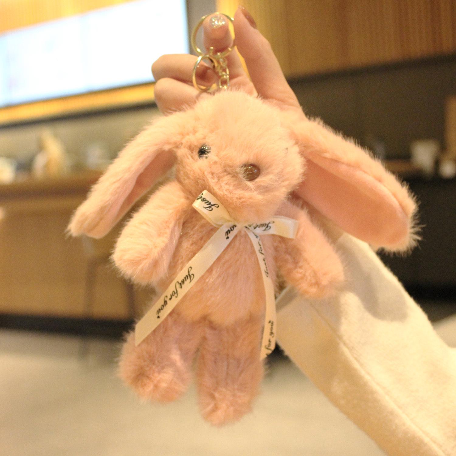 Adorable Long-Eared Bunny Plush Keychain Charm