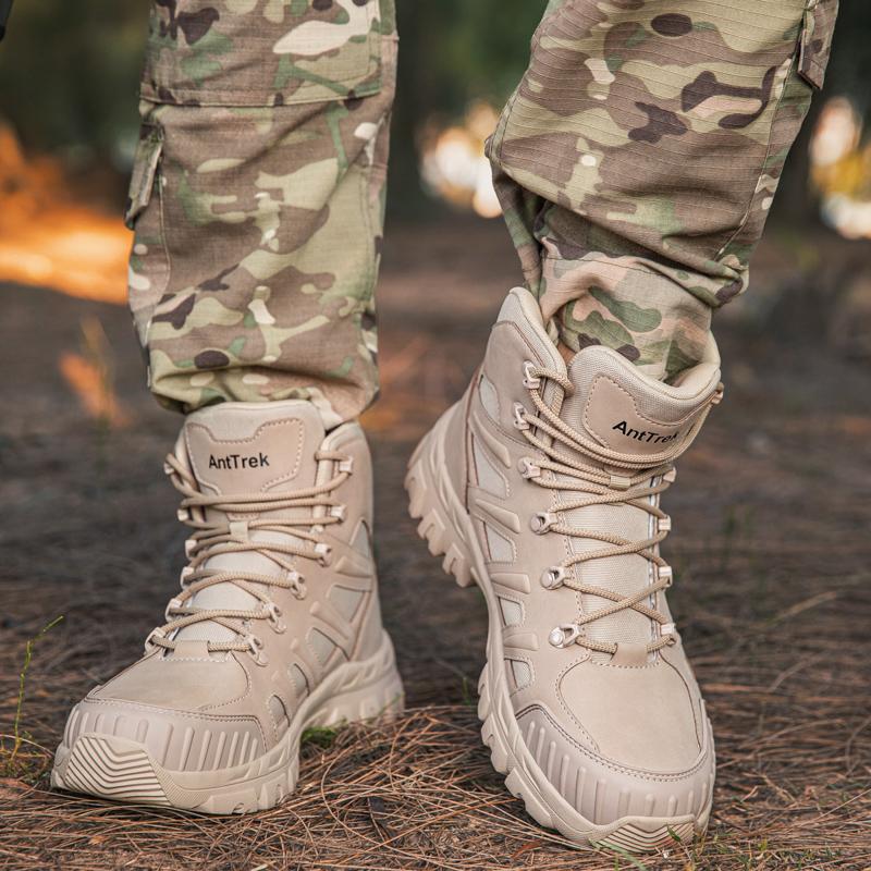 Men's Climbing Shoes Tactical Boots Waterproof Military High Quality Motorcycle Hunting Hiking Shoes Breathable Boots