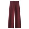 Ancola Women's Wool Wide-Leg Pants 2024 - Red Straight-Leg Cropped Trousers for Autumn/Winter