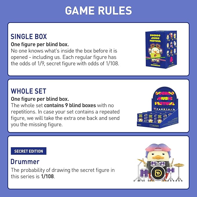 POP MART DUCKOO Music Festival Series Blind Box Figures, Holiday Birthday Gifts for Girls and Boys, Single Box