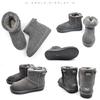 Sheepskin Genuine Cowhide and Sheep Short Boots with Warm Fur Fluffy Waterproof and A11 [N Gaji] Women's Boots, Fur, Lining, Non-Slip Sole, (Gray,