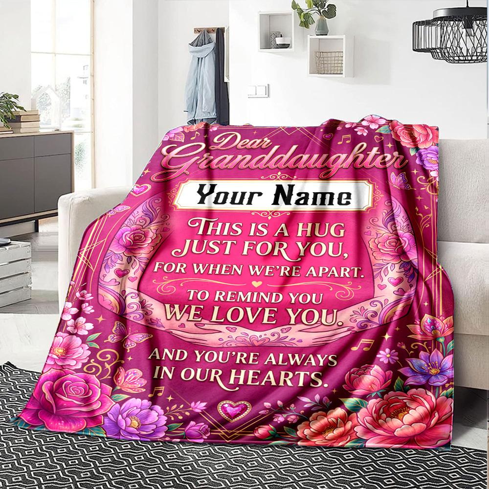Granddaughter'S Eternal Love Customized Name Birthday Plush Blanket Suitable For Both Men And Women Digital Printing Fantasy Theme All Seasons