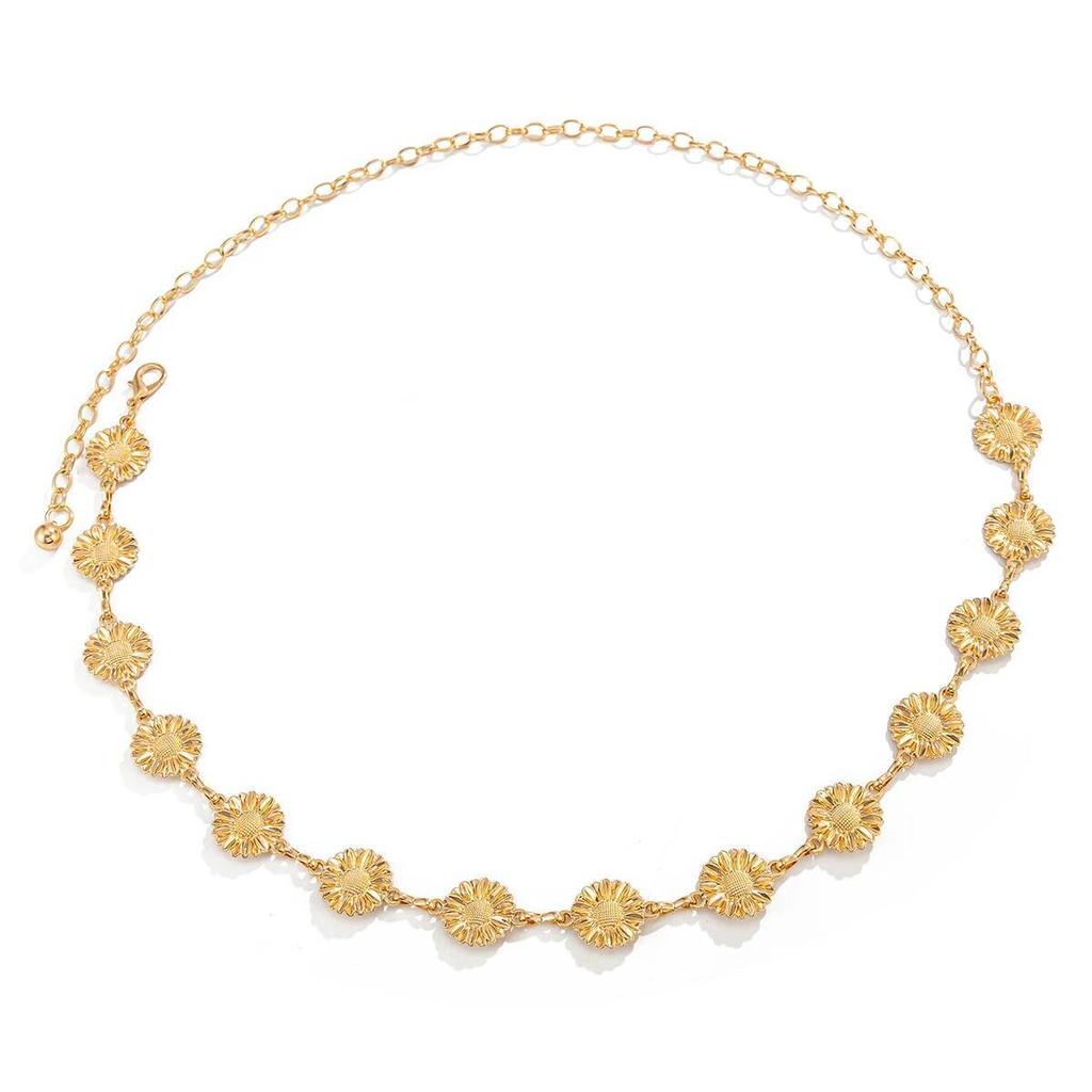 IngeSight.Z Boho Gold Color Flower Belly Waist Chain for Women Summer Beach Bikini Adjustable Belt Chain Body Jewelry Accessory