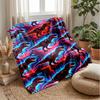 Cyberpunk Dinosaur Pattern Blanket Personalized Name Flannel Blanket Soft Cozy Plush Throw for Sofa Bed Lightweight Home Decor
