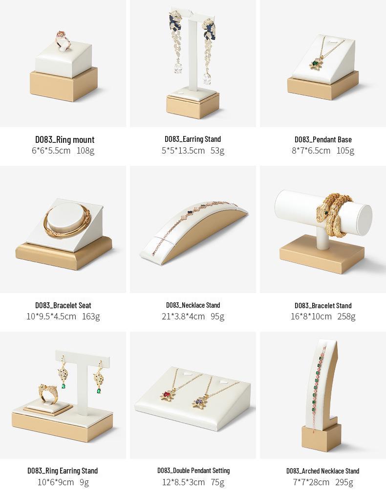 Beige PU Leather Jadeite Jewelry Display Stand for Rings and Pendants