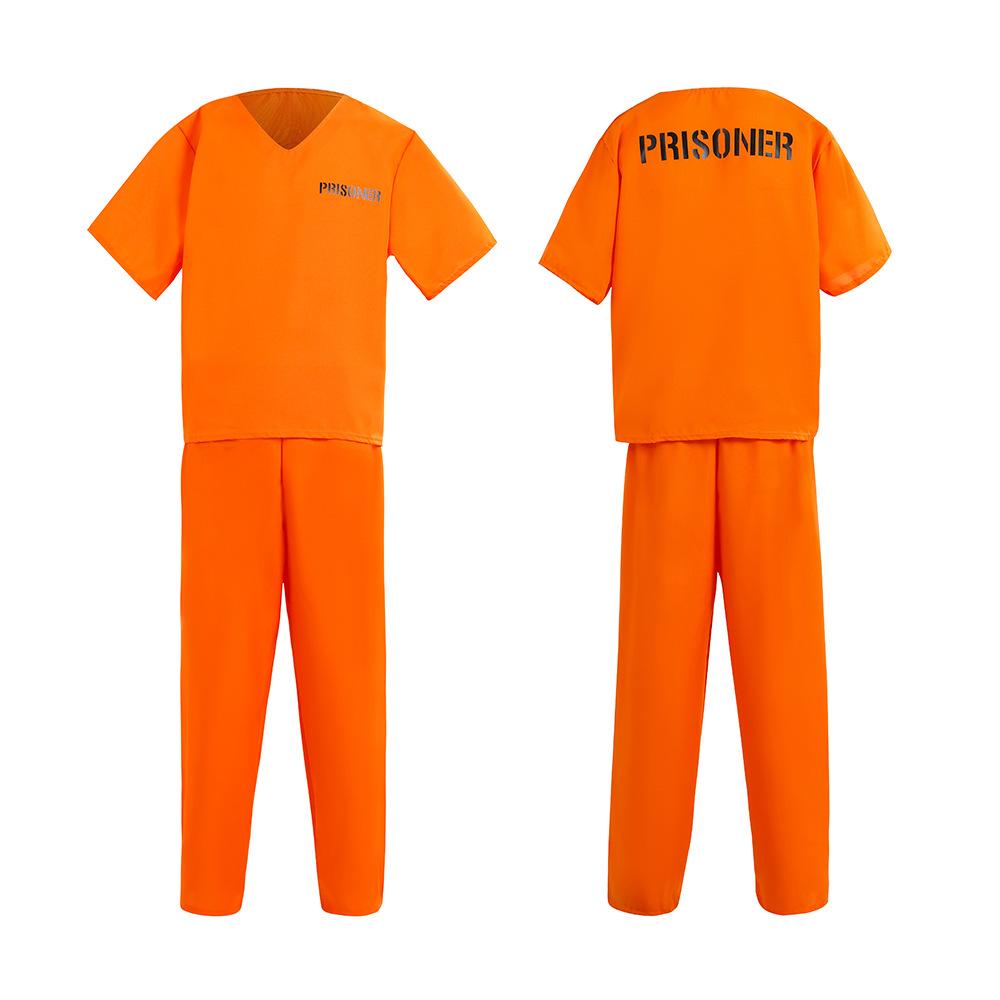 Gevangenispak Jumpsuit Cosplay Gevangene Uniform Volwassen Oranje Korte Mouw En Lange Mouw Gevangene Bodysuits Halloween Kostuums