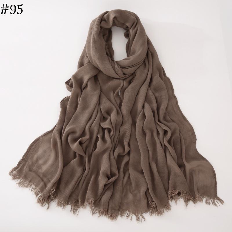 95 Colors Soft Cotton Viscose Scarf Rayon Material Muslim Hijab Mid Eastern Plain Solid Color Headscarf With Tassel