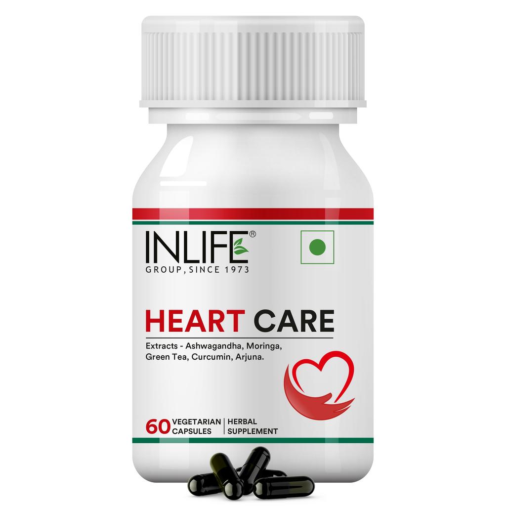 INLIFE Heart Care Supplement, Arjuna Moringa Ashwagandha, 60 Veg Caps