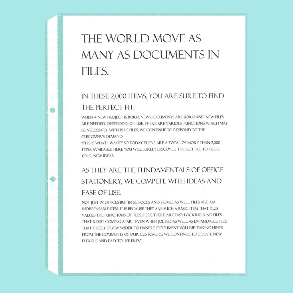 Náplň PLUS Plus průhledná A4 1 kapsa 2 otvory Hodnota 100 kusů RE-172PP 87-695