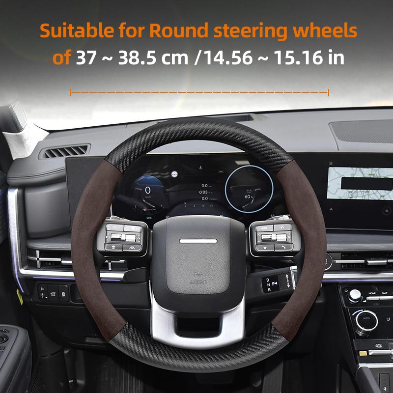 Suitable for Hyundai Suede Matte Carbon Fiber Texture Steering Wheel Cover I30 Tucson I20 Accent I10 I40 Kona Ix35 Grand Elantra Solaris Creta Getz