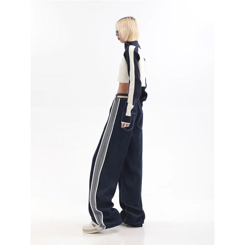 Womens Jeans High Waist Fashion Straight Baggy Denim Pants Streetwear American Style  Wide Leg Denim Trouser Spring 2024