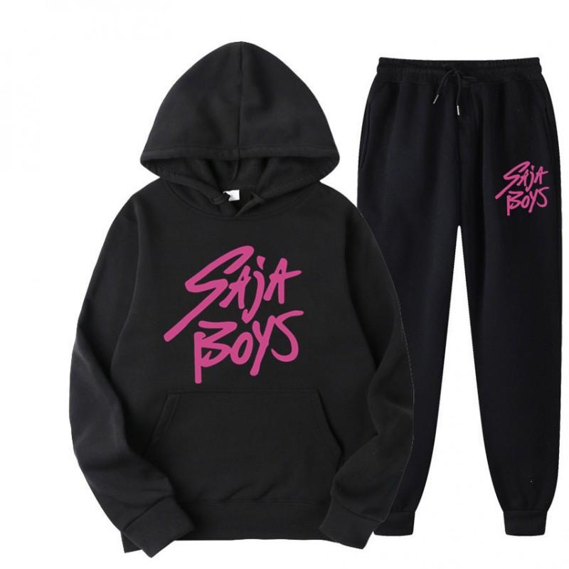 2026 Saja Boys 2-Piece Hoodie Set Fleece Lined Men Women Streetwear Casual Outfit