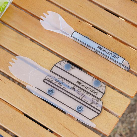 Outdoor Folding Fork Spoon with Snap Button Portable Travel Picnic Hiking Backpacking Food Grade Collapsible Cutlery Flatware Utensils
