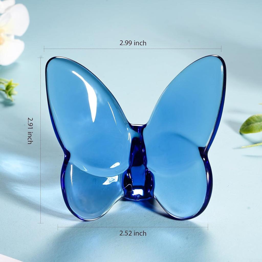 For Crystal Butterfly Figurine, Lucky Butterfly Ornaments, Glass Butterfly Statue, for Crystal Home Decor for Living Room,Table(Pink) (Blue)
