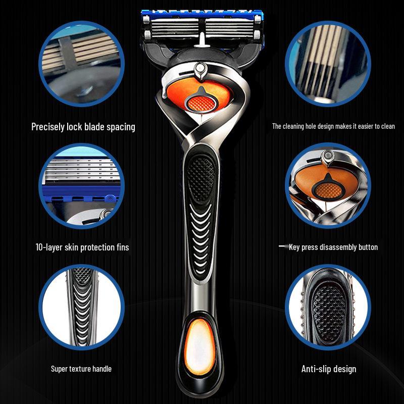 Durable Blue 5-Layer Rotating Razor: Waterproof, Scratch-Resistant, Sharp, Portable