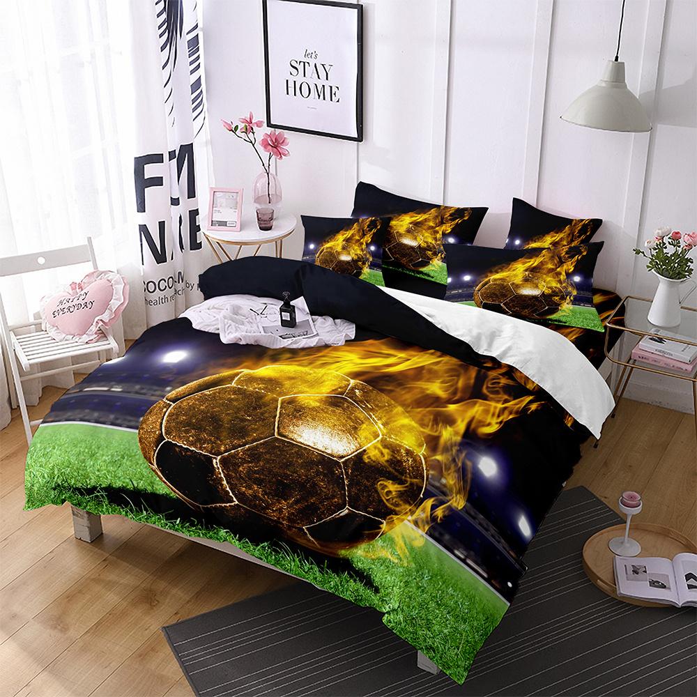 Football Comforter Cover Queen Size American Soccer Bedding Set Sports Games Duvet Cover Set for Boys Girls Teen for Living Room