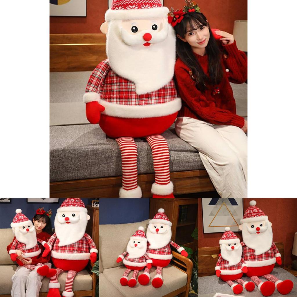 Creative Plush Santa Claus Doll With Long Legs Soft Cotton Outfit For Festive Decor