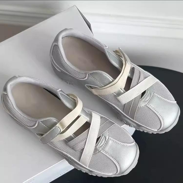 Silver Ballet Sneakers Sandals Women's Shoes 2025 New Summer Height Increase Mary Jane Shoes Hollow German Training Women's Shoes