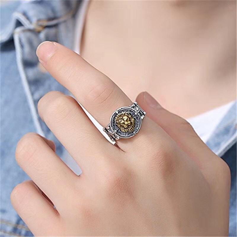 Mens Adjustable Lion King Ring Retro Vintage Style Plated Geometric Finger Men Women