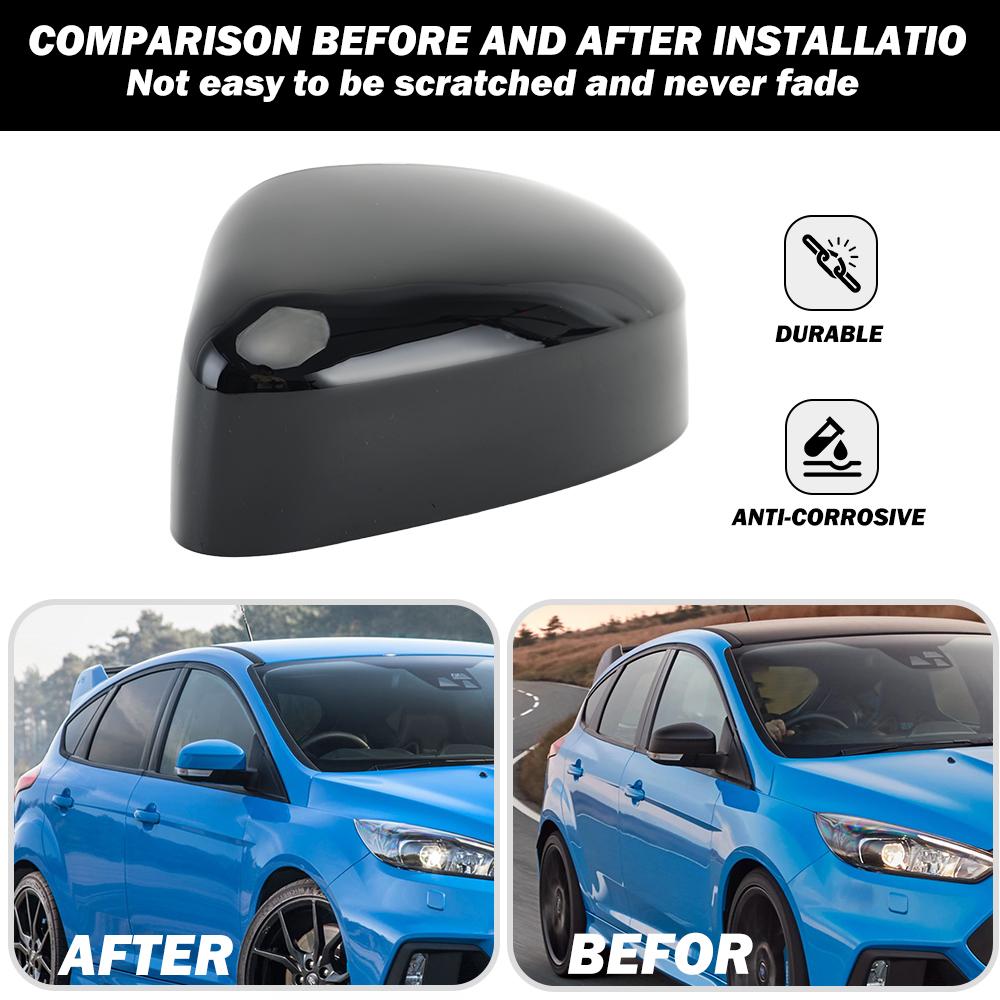 Side Rearview Mirror Cover For Ford Focus MK2 MK3 Mondeo 2008 2009 2010 2011 2012 2013 2014 2015 2016 2017 sliver covers cap