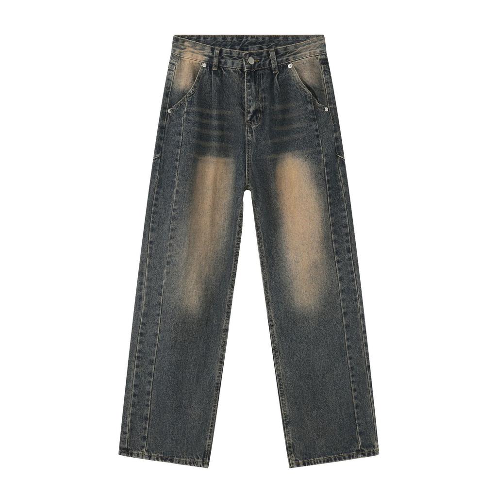 Vintage Straight Jeans Men's High-order Loose Wide-legged Pants Trailing Long Pants Straight Loose Jeans for Men Fashionable and Comfortable Pants