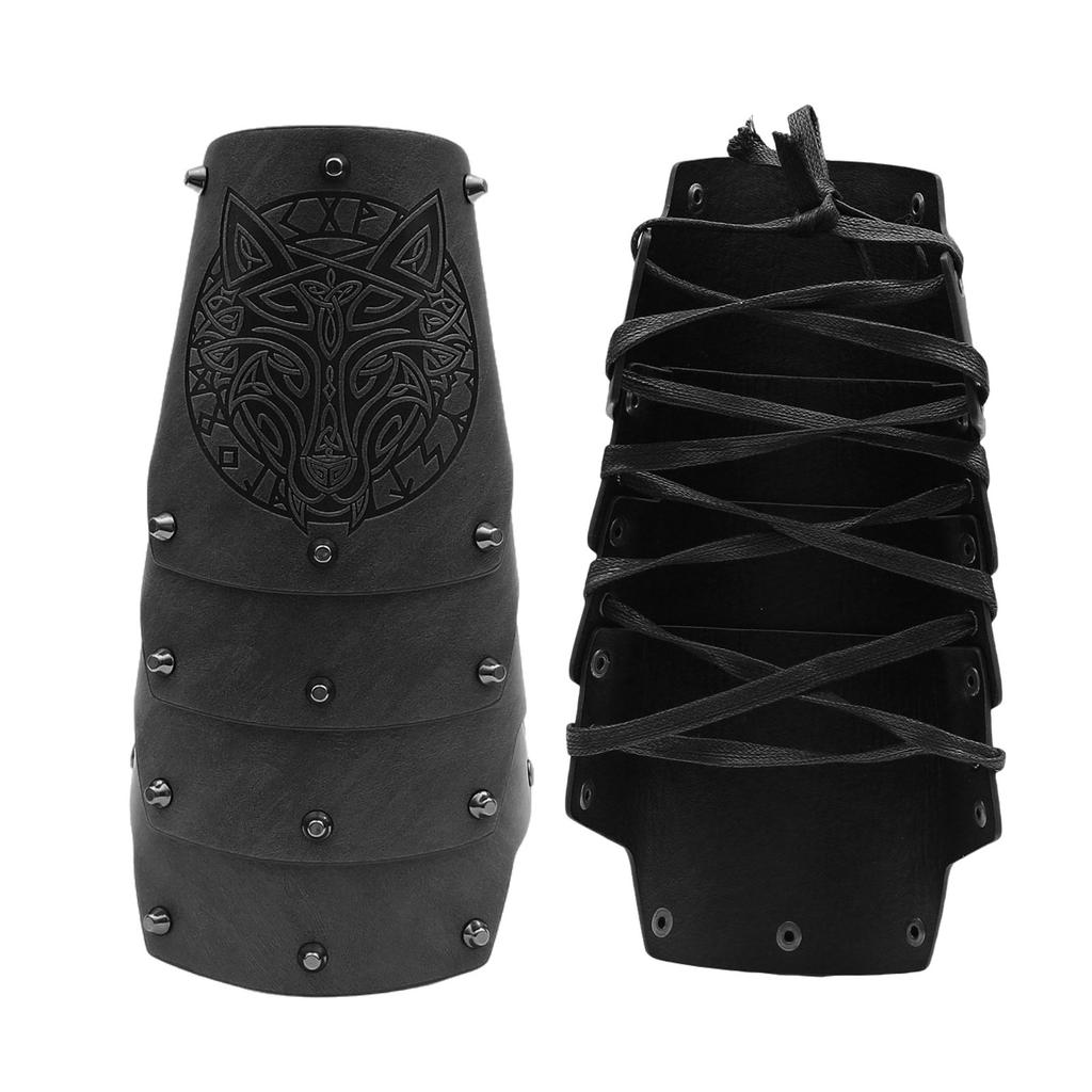 Men Wolf Gauntlet Studs Wristband for Parties, Festivals Industrial Age Costume Brown Medieval Cosplay Gauntlet